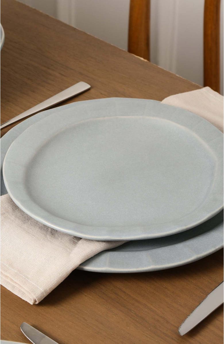 Stone Lain Oasis Stoneware 4-Piece Dinner Plate Set, Alternate, color, Grey Blue
