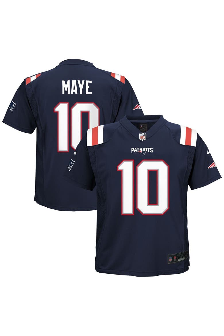 Preschool Nike Drake Maye Navy New England Patriots Player Game Jersey, Main, color, Navy