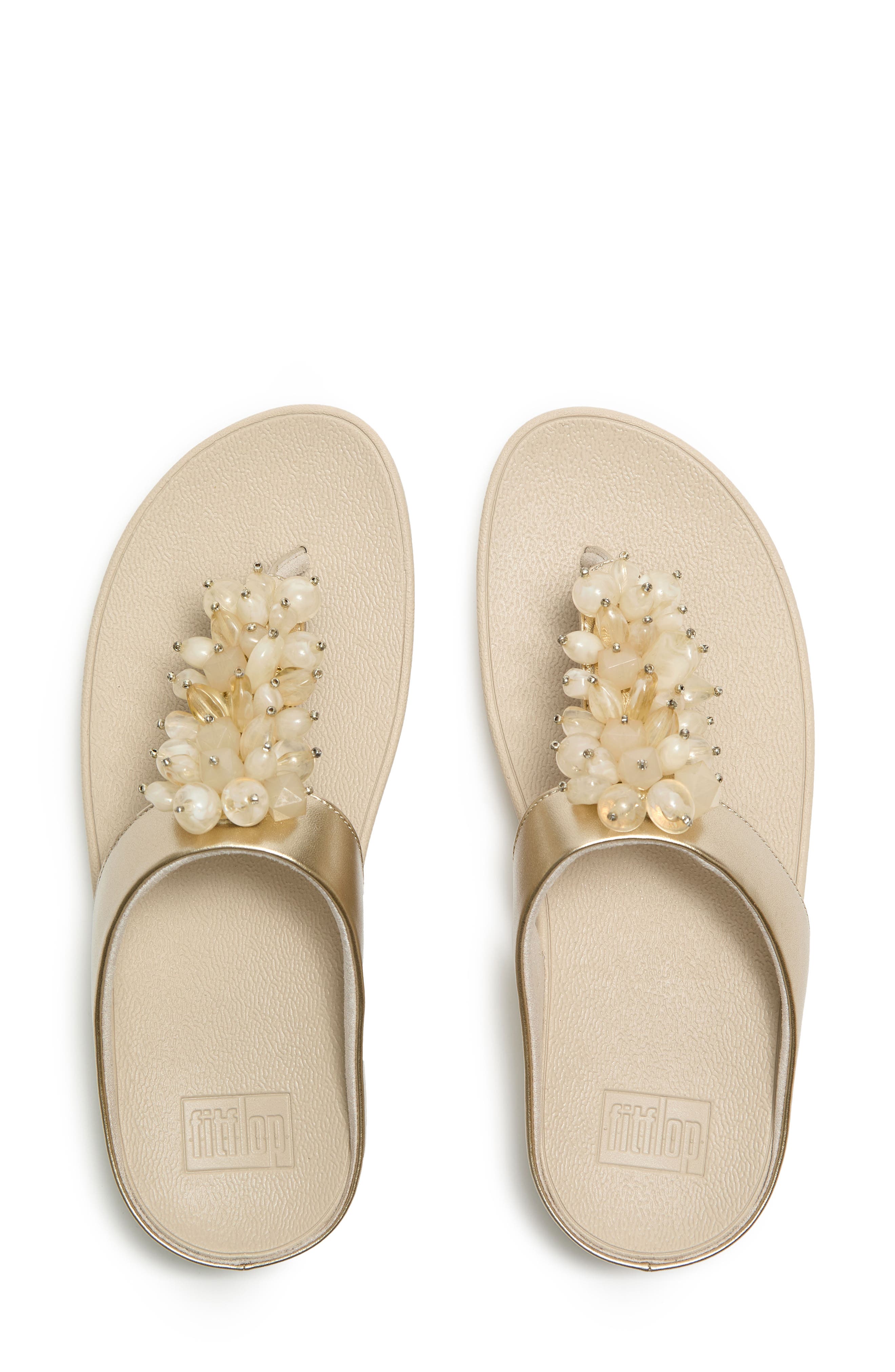 Fino Bead Cluster Flip Flop, Alternate, color, PLATINO
