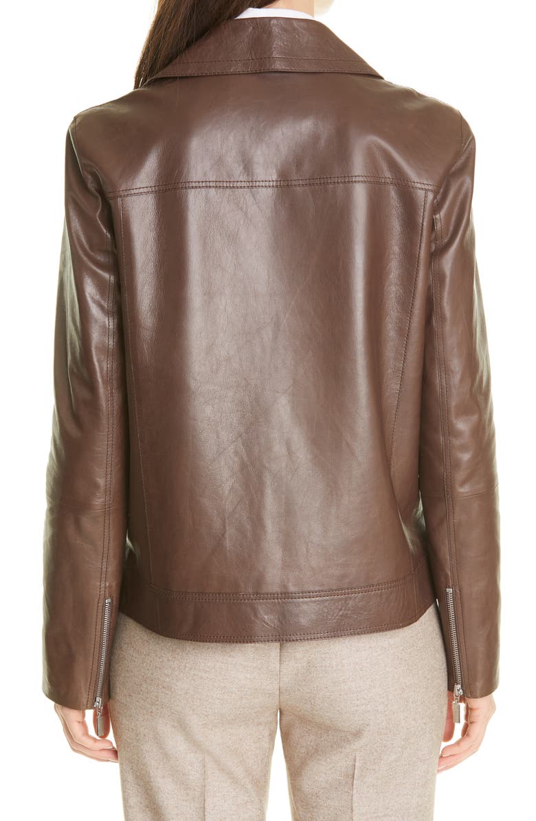 Lafayette 148 New York Aisling Lambskin Leather Moto Jacket, Alternate, color, 