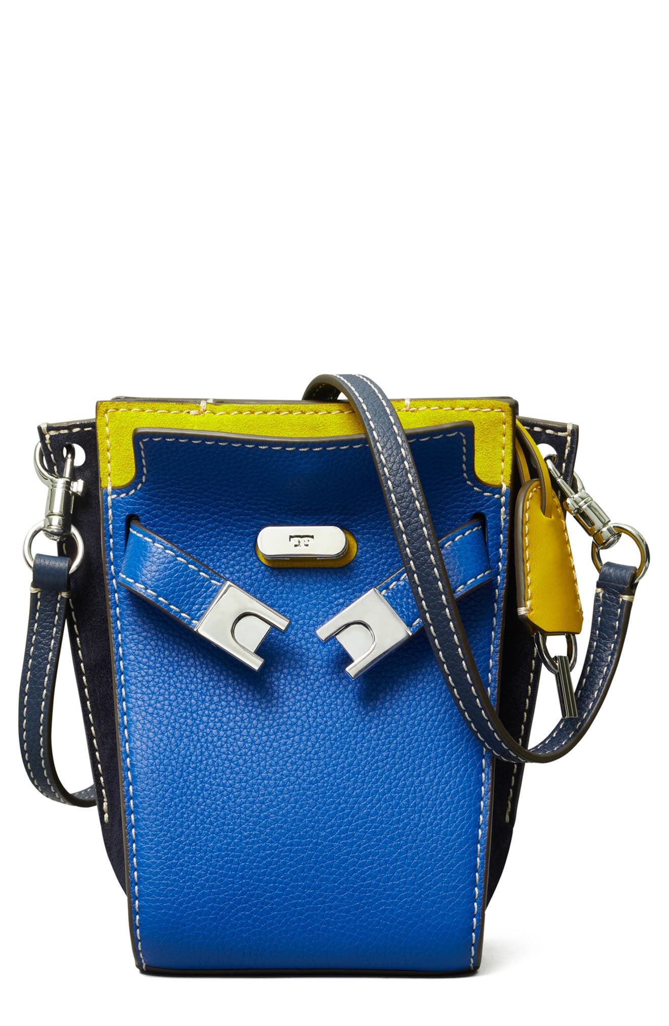 Tory Burch Petite Lee Radziwill Pebbled Leather Double Bucket Bag, Main, color, 