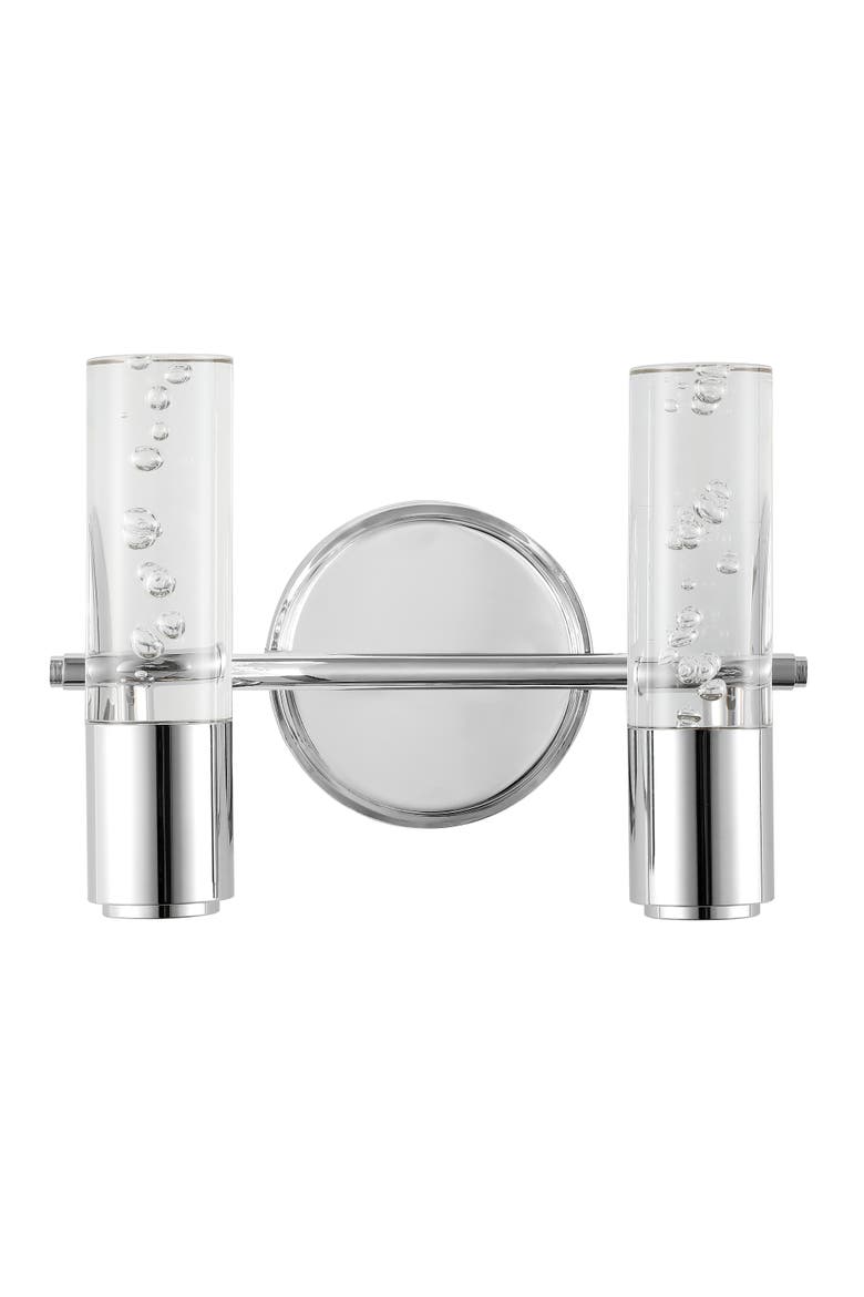 Bolha 2-Light Minimalist Modern Bubble Acrylic/Iron Integrated LED Vanity Light, Alternate, color, Chrome