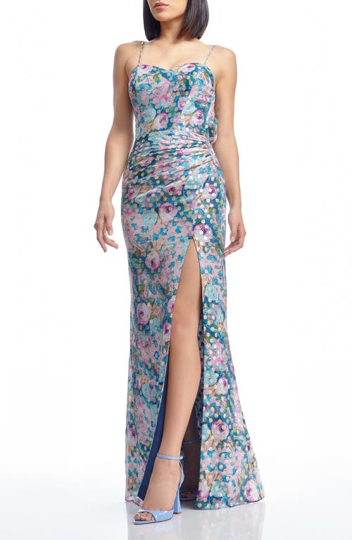 Shop Dress The Population Drae Floral Evening Gown In Capri Multi