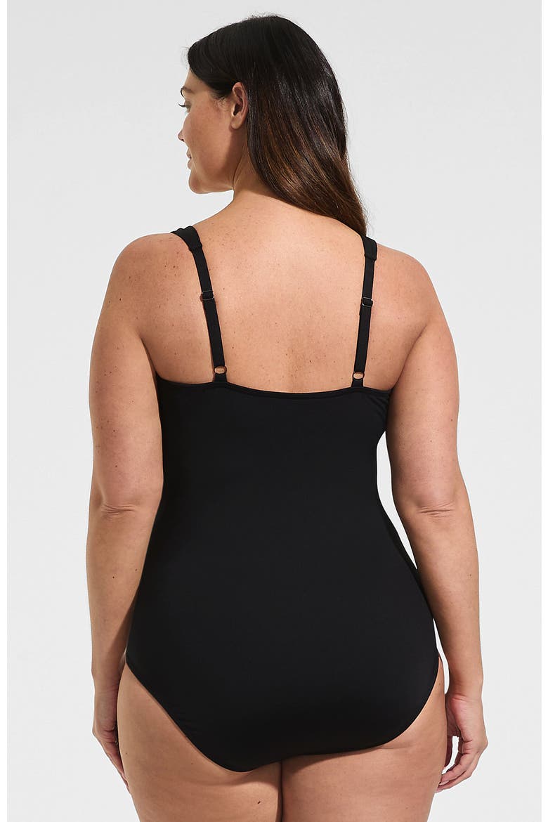 Plus Size Sweetheart Underwire Wrap One Piece Swimsuit, Alternate, color, Black