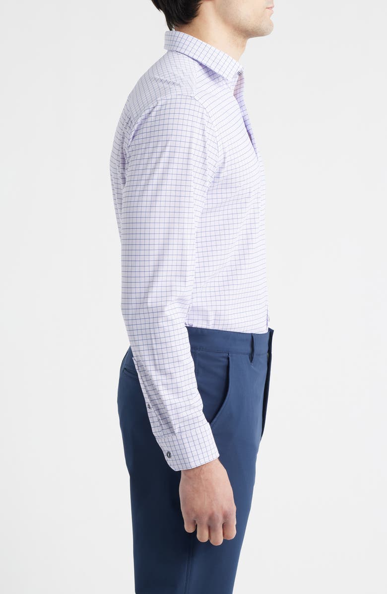 Johnston & Murphy XC Motion Performance Knit Button-Up Shirt, Alternate, color, Purple/ Navy