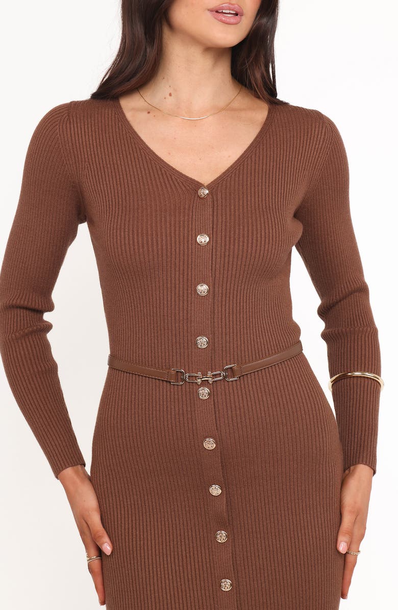 Petal & Pup Byrdie Long Sleeve Maxi Sweater Dress, Alternate, color, Chocolate Brown