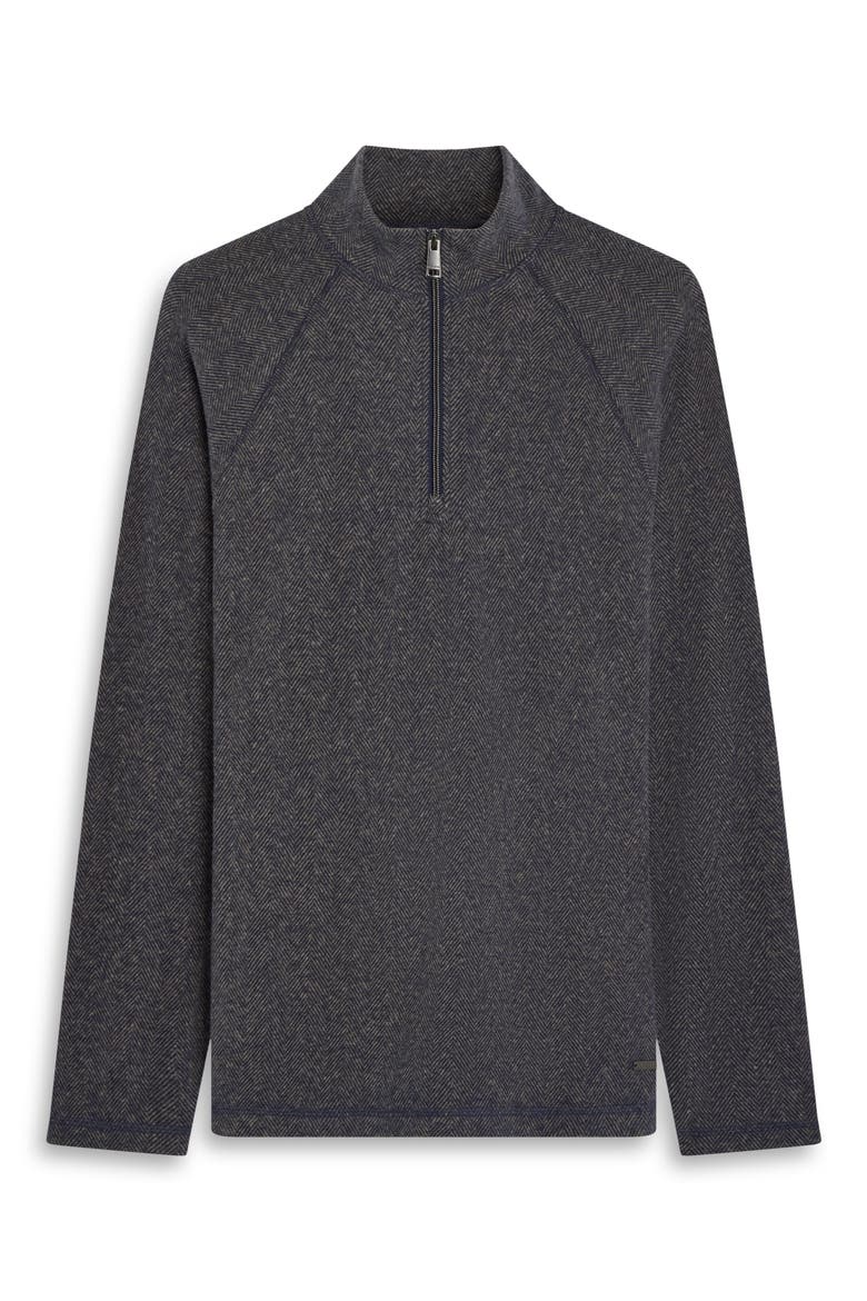 Herringbone Quarter Zip Knit Top, Alternate, color, NAVY