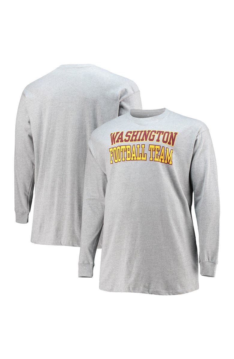 FANATICS Men's Fanatics Branded Heathered Gray Washington Football Team Big & Tall Practice Long Sleeve T-Shirt, Main, color, 