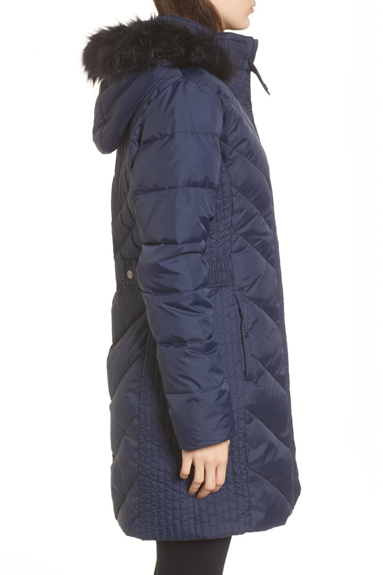 Faux Fur Trim Hooded Jacket, Alternate, color, MIDNIGHT