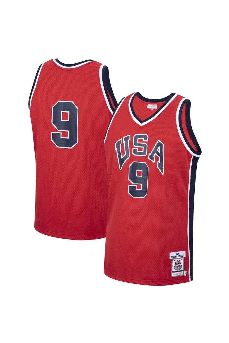 Men's Mitchell & Ness Michael Jordan Red USA Basketball 1984 Authentic Jersey, Main, color, Red