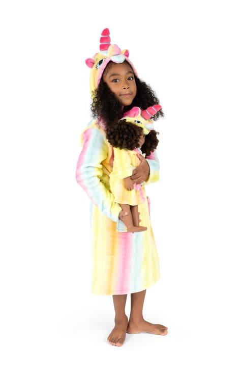 Girls Fleece Hooded Robe with Matching Doll Robe