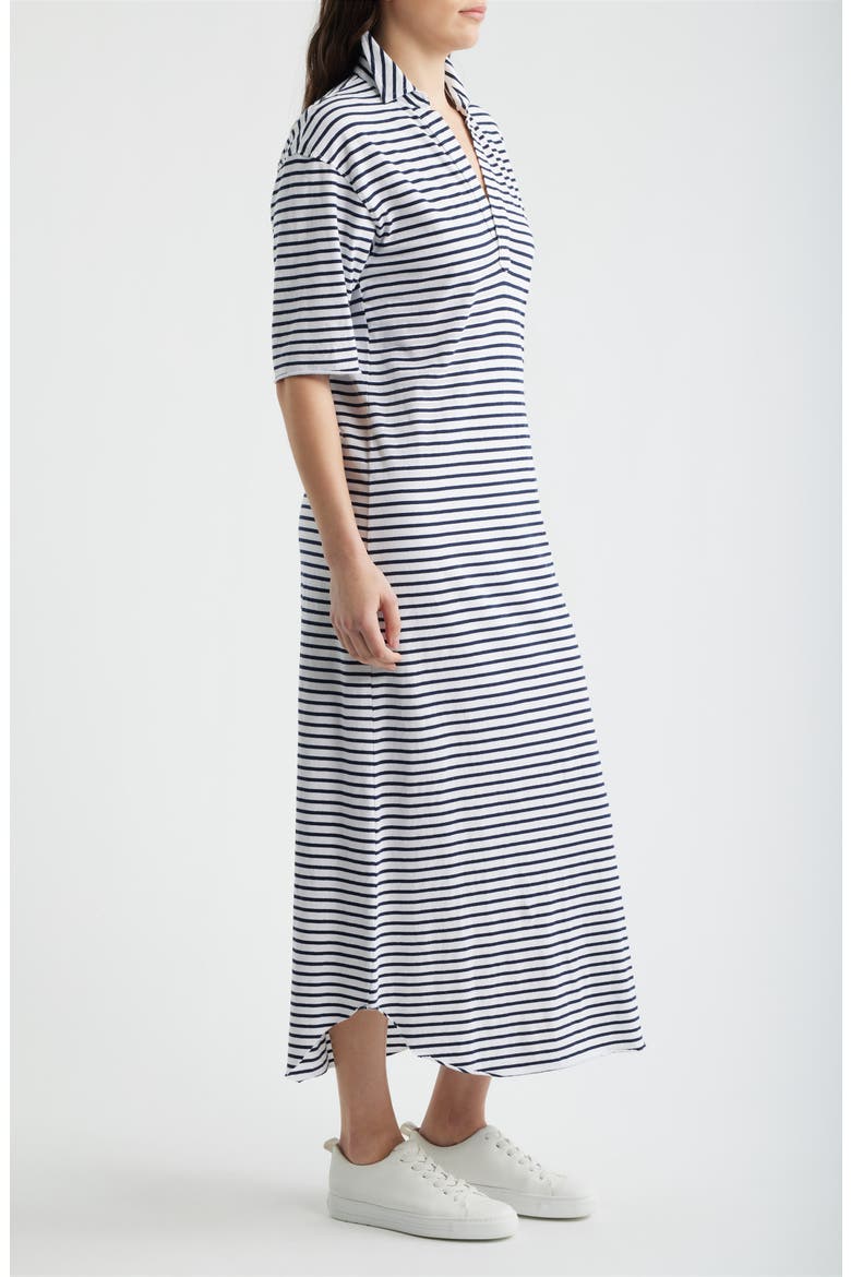 Emma Johnny Collar Maxi Dress, Alternate, color, WHITE AND NAVY STRIPE