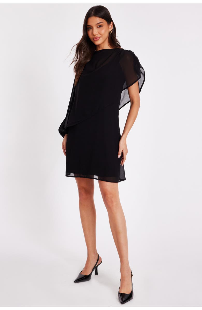 QUIZ Chiffon Two-in-One Mini Dress, Alternate, color, Black