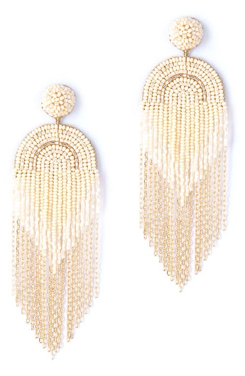 Circe Beaded Fringe Drop Earrings