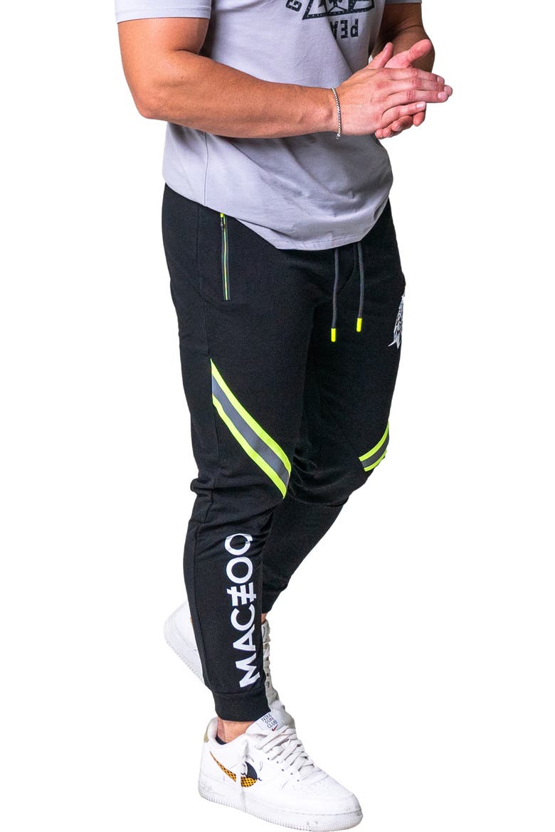 Lightening Black Stretch Cotton Joggers, Alternate, color, BLACK