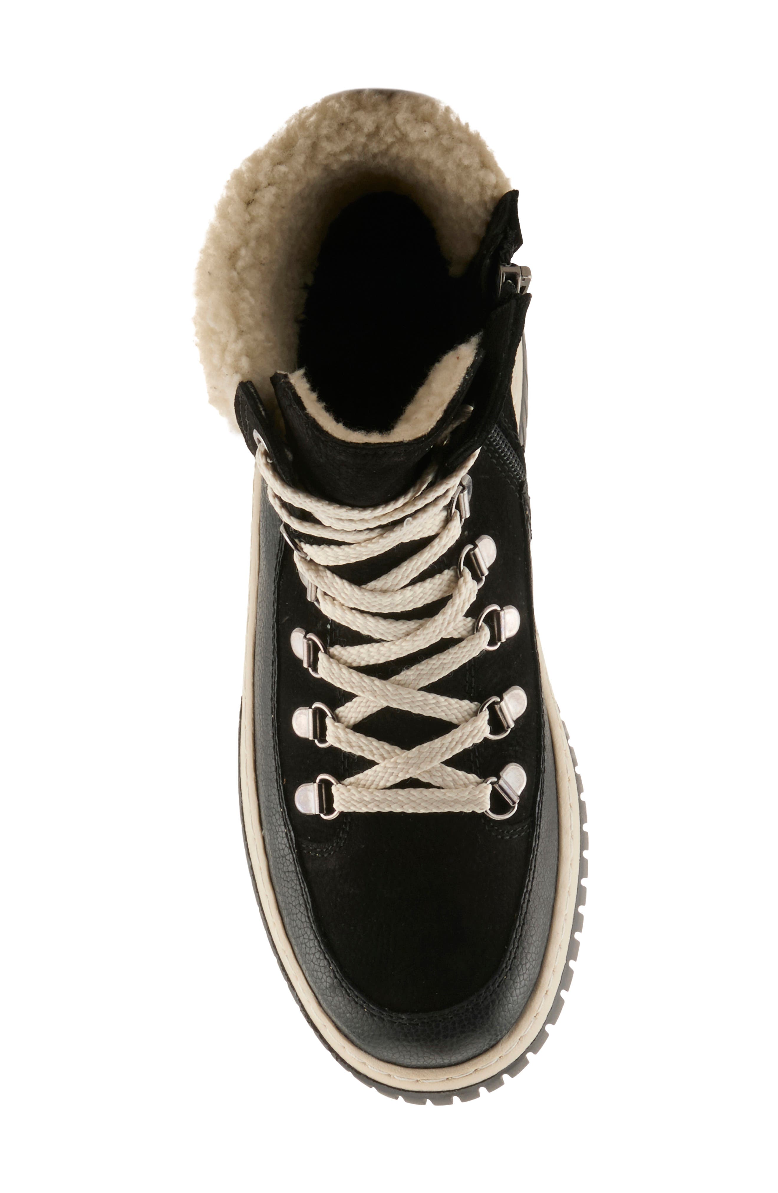Winterlyn Leather Boot with Genuine Shearling Trim, Alternate, color, BLACK NUBUCK
