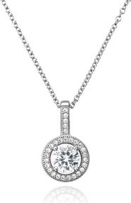 Crislu Brilliant Cut Cubic Zirconia Halo Pendant Necklace