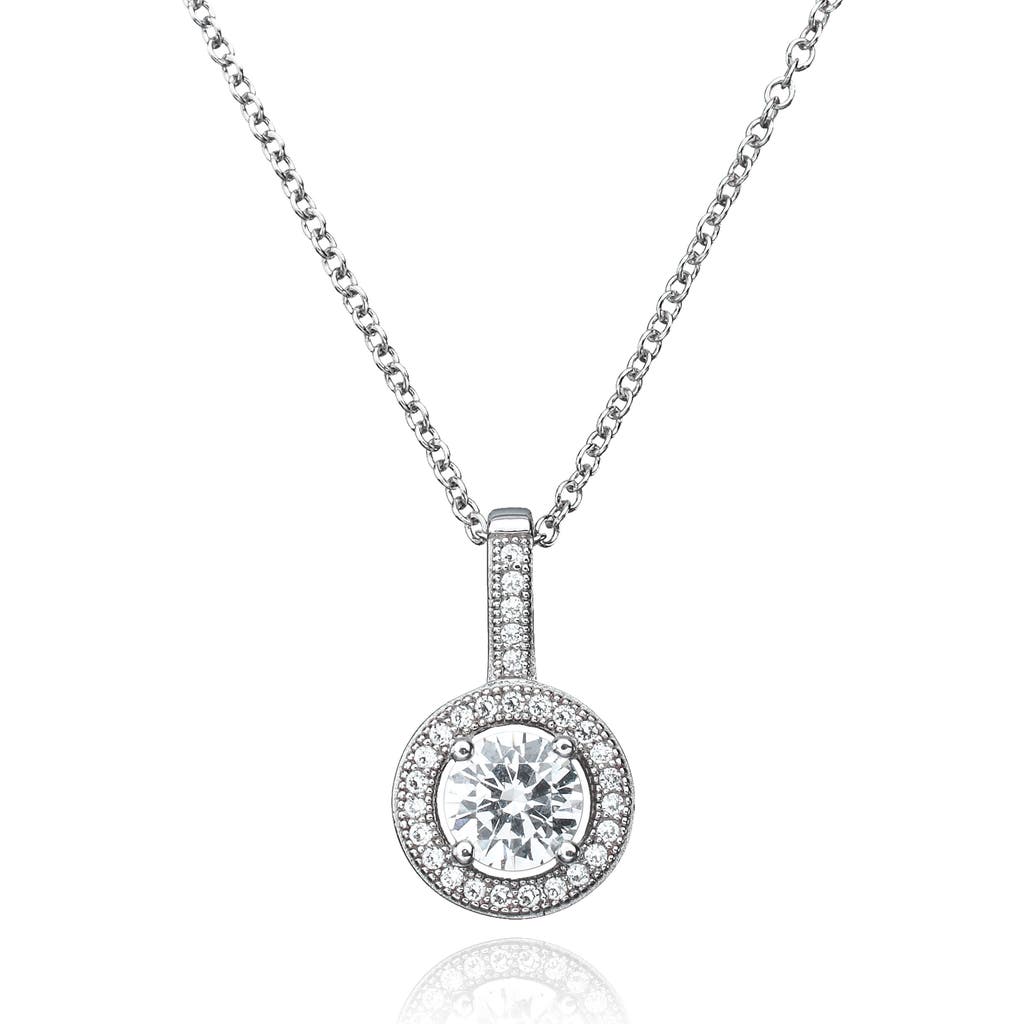 Crislu Brilliant Cut Cubic Zirconia Halo Pendant Necklace In Metallic