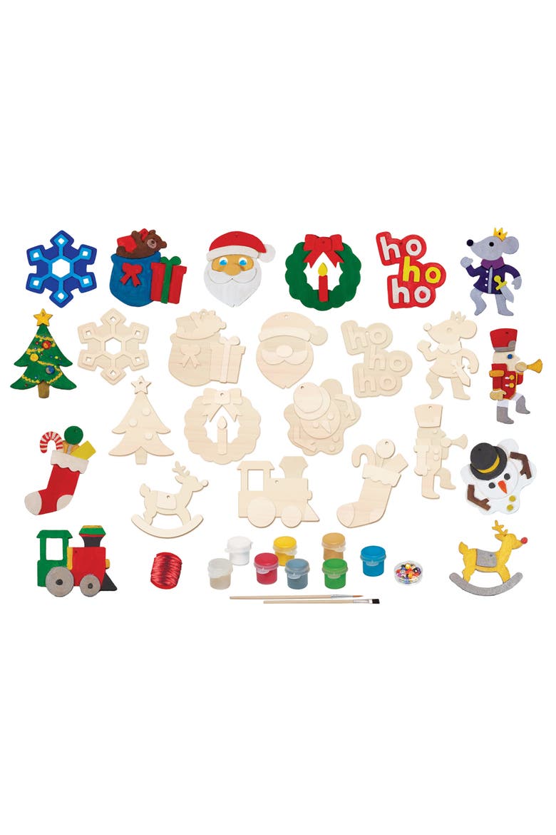 12 Holiday Ornaments Wood Craft Kit, Alternate, color, Multicolor