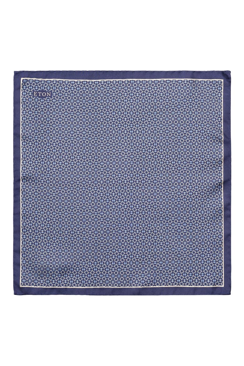 Geometric Silk Pocket Square, Alternate, color, NAVY
