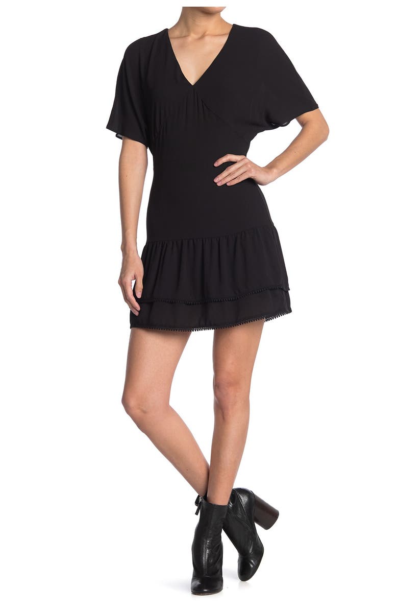 AllSaints Marley V-Neck Short Sleeve Tiered Ruffle Dress, Main, color, 