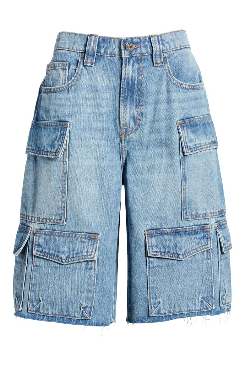Baggy Denim Cargo Shorts, Alternate, color, MEDIUM WASH