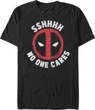 Marvel Men's Marvel Deadpool Sshhhh... No One Cares  Graphic T-Shirt