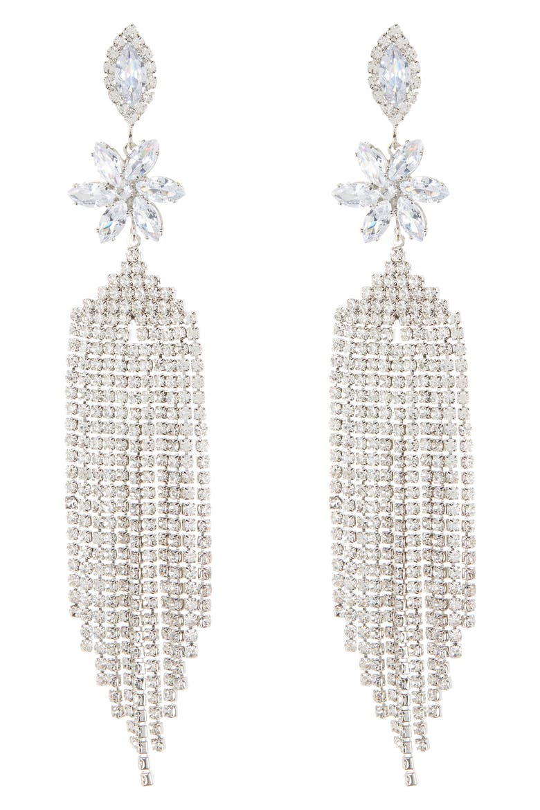 Siciliy Fringe Statement Earrings, Main, color, SILVER