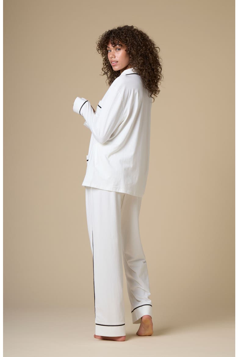 Luxe Stretch Cotton Pajama Set, Alternate, color, Pearl