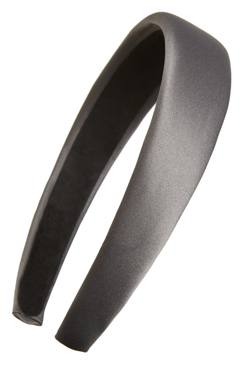 Solid Satin Headband, Main, color, CHARCOAL