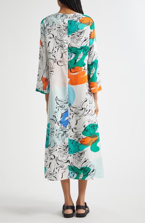 Marimekko Fluidi Blombom Long Sleeve Dress In Multi