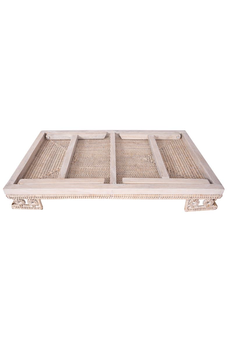 Artifacts Rattan Inna Design Breakfast Tray with Wooden Legs, Alternate, color, White Wash