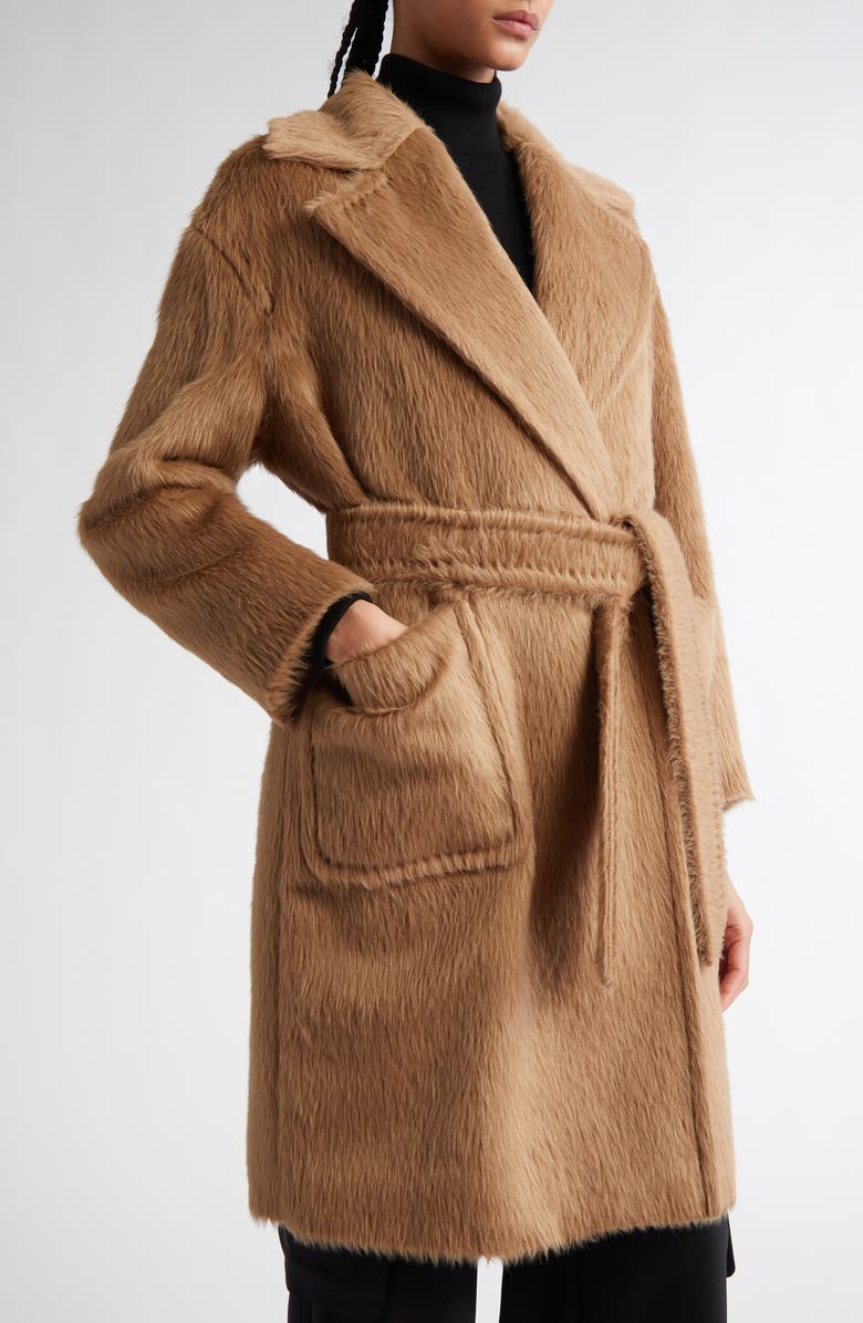Max Mara Studio Ottanta Alpaca & Virgin Wool Wrap Coat, Alternate, color, 