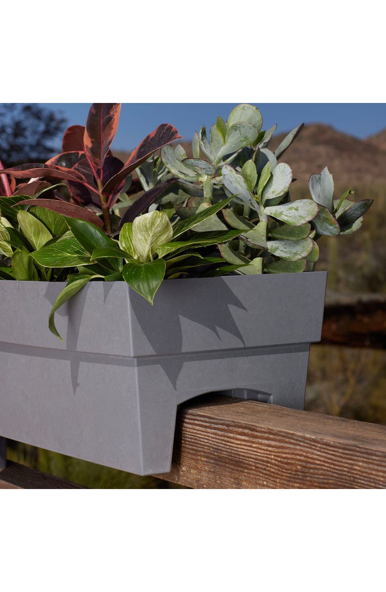 Bloem 24 Inch Finley Deck Rail Rectangle Planter, Cement, Alternate, color, Gray