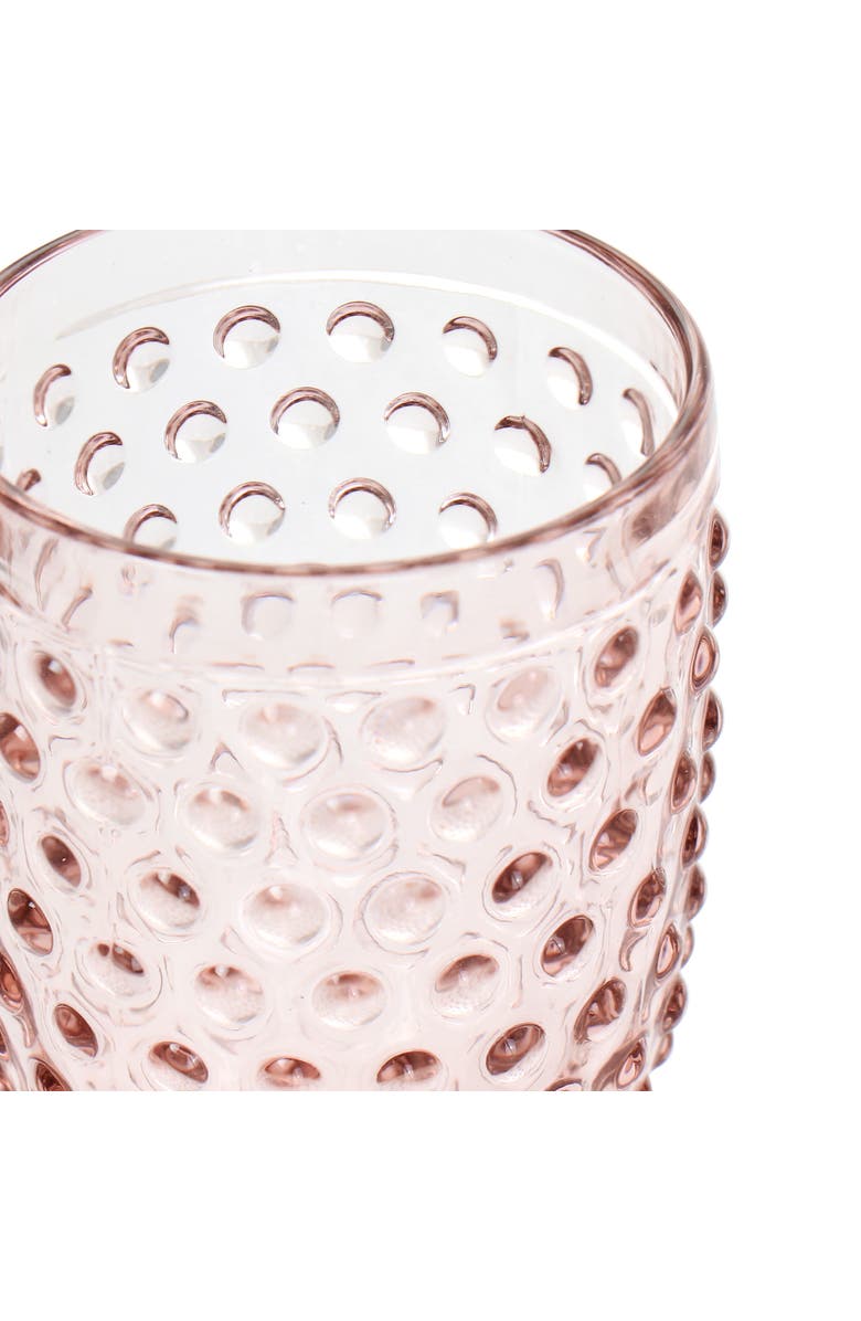 MARTHA STEWART 6 Piece 14.2 Ounce Clear Glass Hobnail Goblet Drinkware Set, Alternate, color, Pink