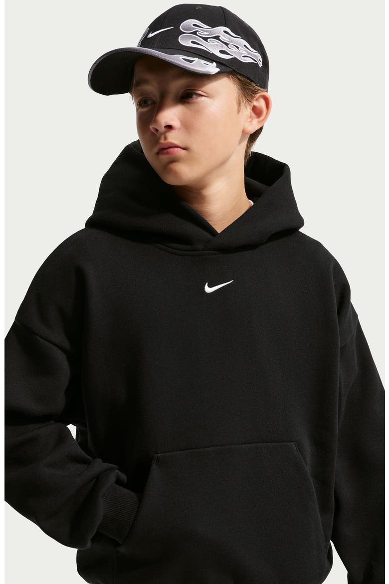 Kids' Solo Swoosh Fleece Hoodie, Alternate, color, 001 TOTAL BLACK/SAIL