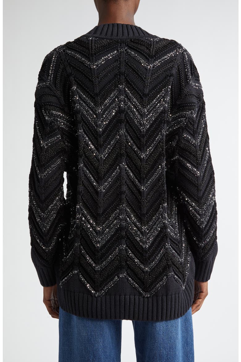 Sequin & Metallic Oversize Cardigan, Alternate, color, BLACK