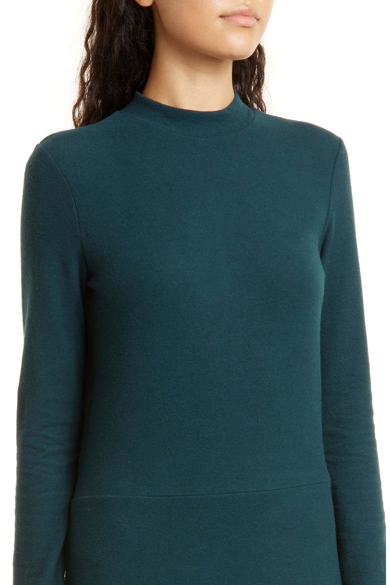 Mock Neck Long Sleeve A-Line Dress, Alternate, color, AZURE ONYX