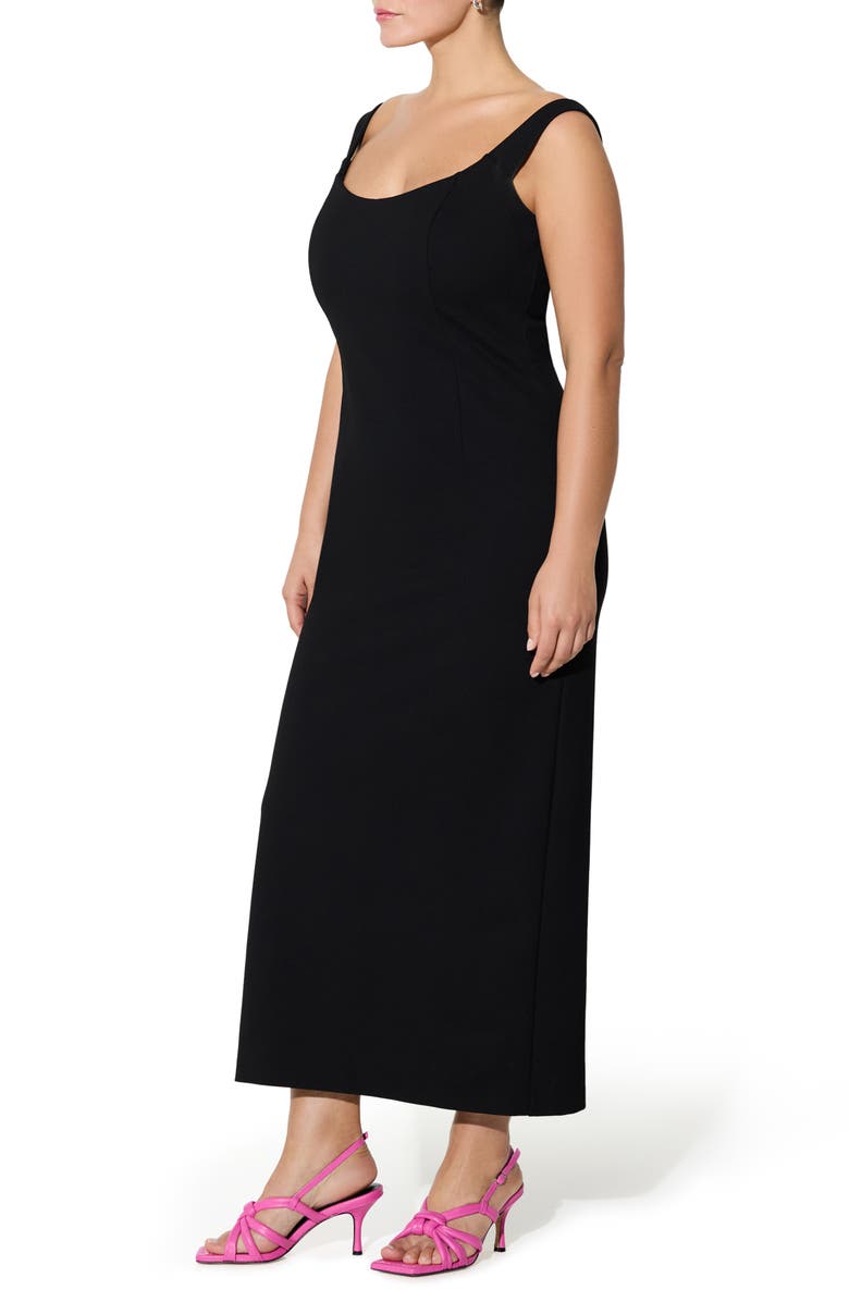 Marcella Eliana Off the Shoulder Back Slit Dress, Alternate, color, Black