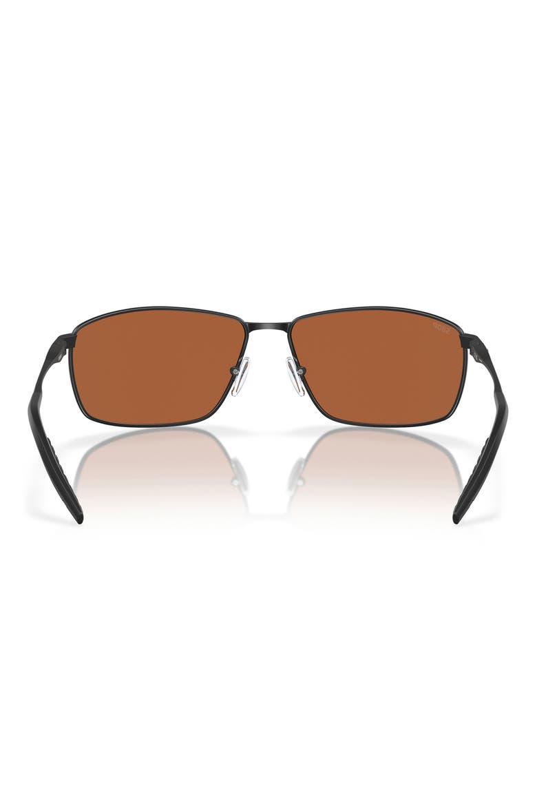 Turret 63mm Oversize Polarized Mirrored Rectangular Sunglasses, Alternate, color, BLACK / GREEN MIRROR 580P