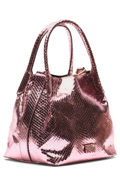 Frances Valentine Teeny Sweet Pea Snakeskin Embossed Metallic Leather Handbag In Pink
