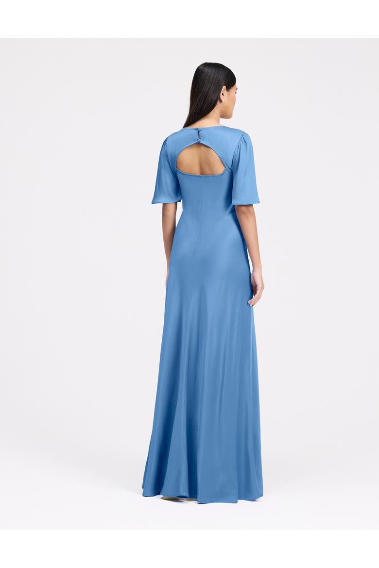 Arabella Angel Sleeve Satin Maxi Dress, Alternate, color, Chambray Blue