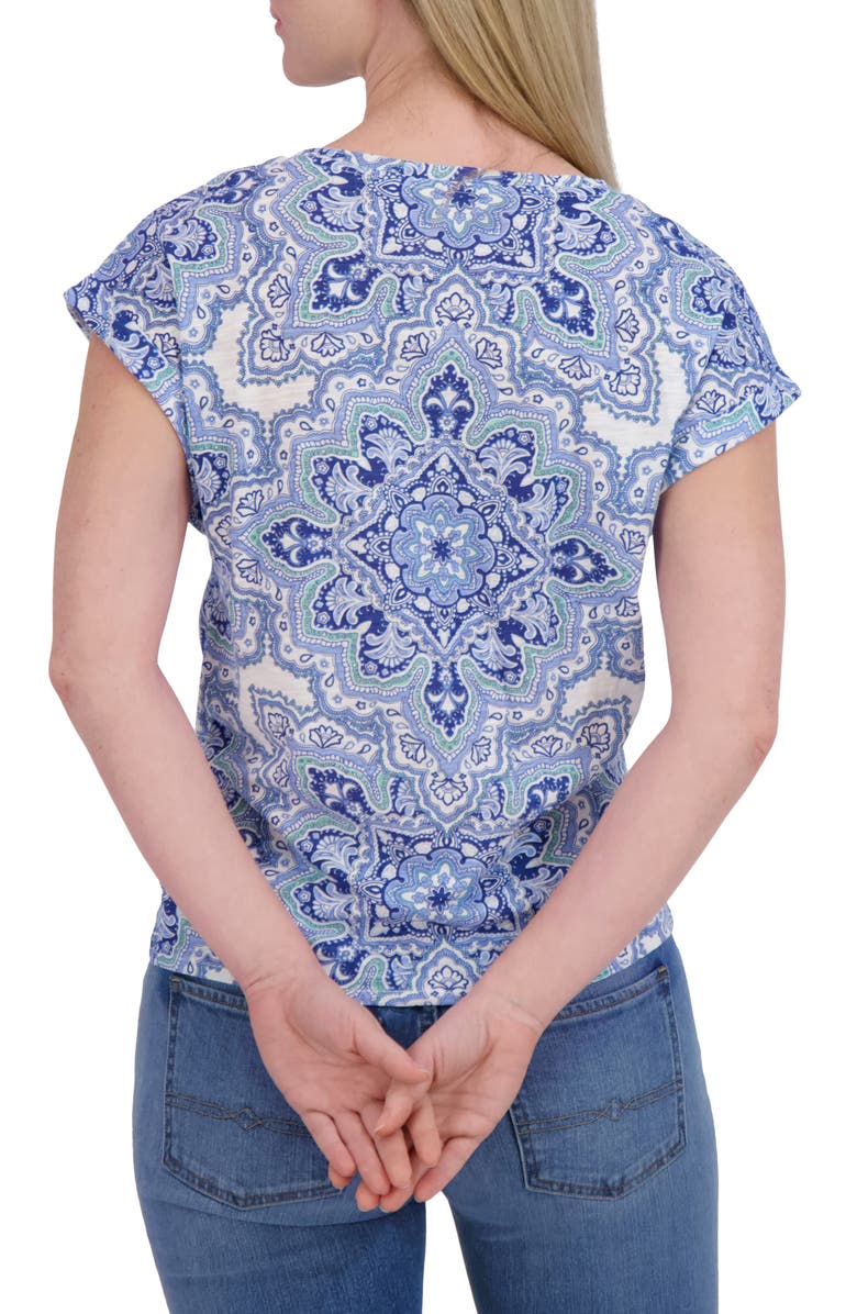 Lucky Brand Medallion Print Cotton & Modal Crewneck T-Shirt, Alternate, color, Chambray Multi