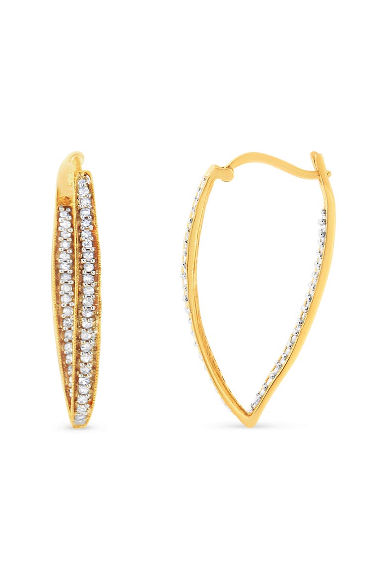 10K Yellow Gold 1/2 Ct RoundDiamond Modern Hoop Earrings, Alternate, color, Yellow