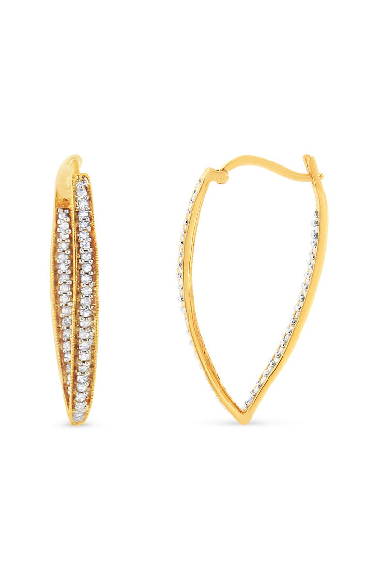 Haus of Brilliance 10K Yellow Gold 1/2 Ct RoundDiamond Modern Hoop Earrings, Alternate, color, Yellow