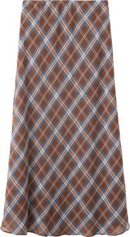 MANGO Check Midi Skirt