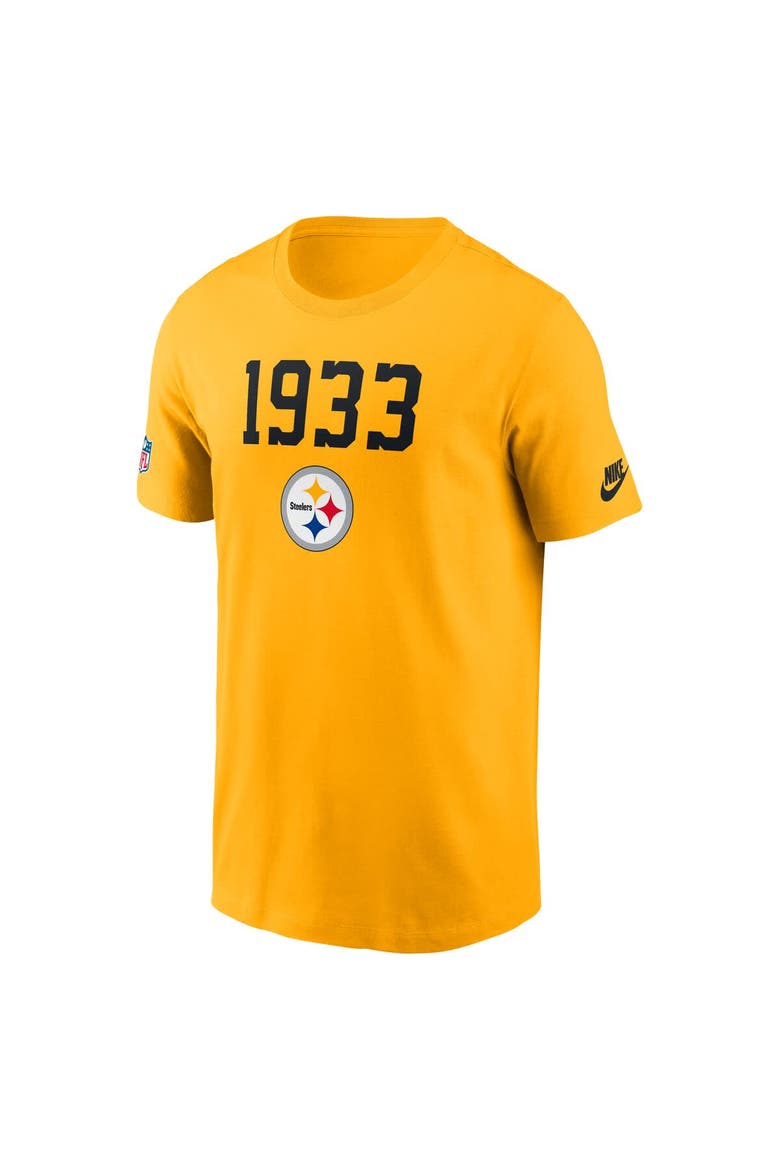 Men's Nike Gold Pittsburgh Steelers 1933 Alt Pack Onside Conversion Performance T-Shirt, Alternate, color, Gold