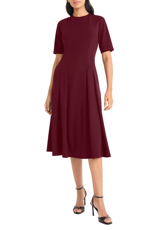 Double Pleat A-Line Midi Dress