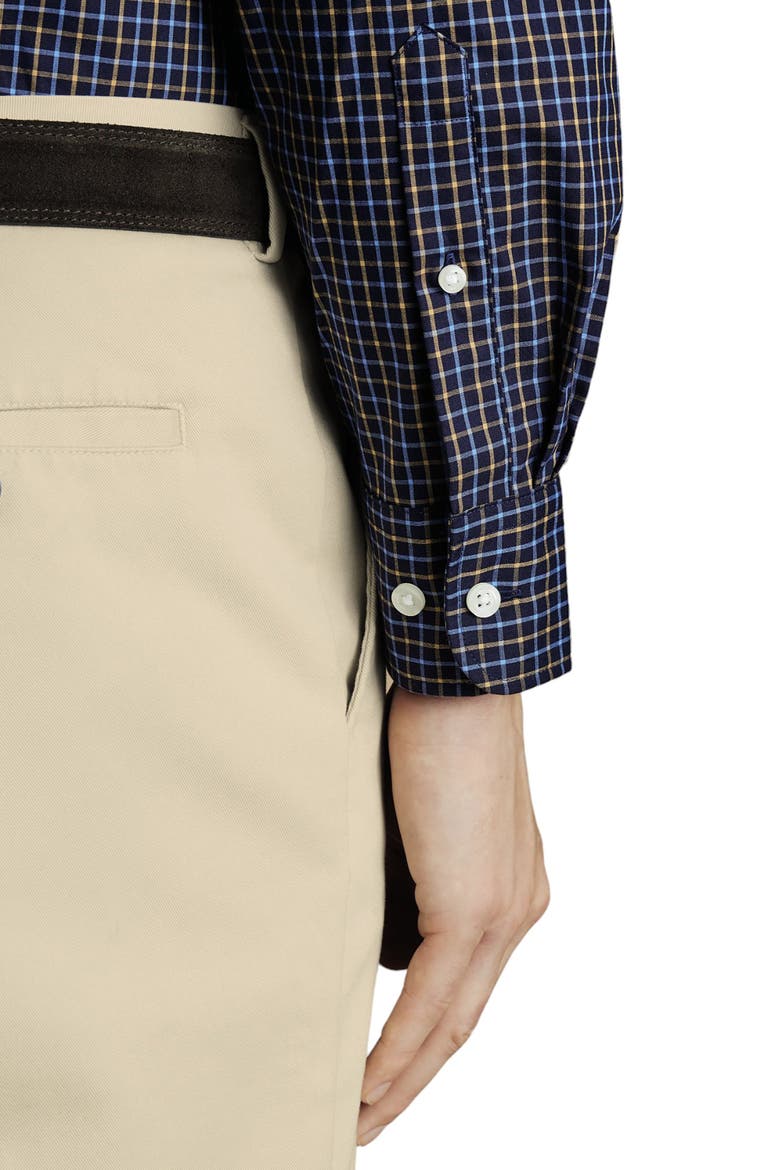 Slim Fit Button-Down Collar Non-Iron Stretch Poplin Check Shirt, Alternate, color, Gold