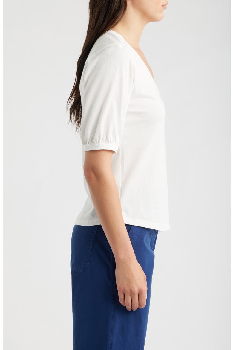 Puff Sleeve Cotton T-Shirt, Alternate, color, PAPER WHITE